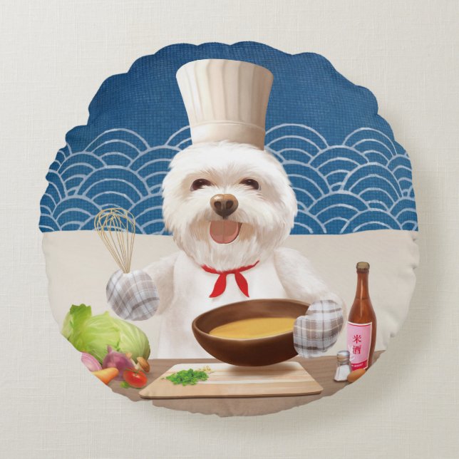 Little Chef Dog Round Cushion (Front)