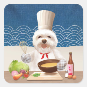 Little Chef Dog Square Sticker