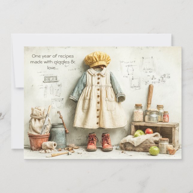 Little Chef Girl – 1st Birthday Cooking Fun Invitation (Front)