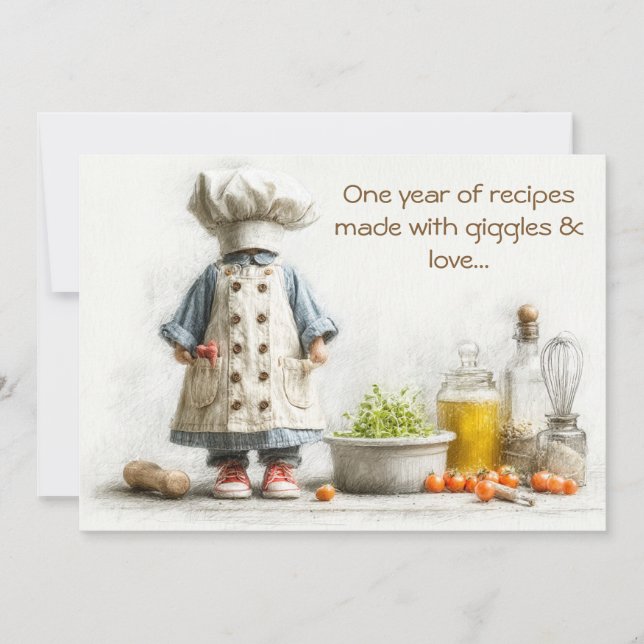 Little Chef Girl – 1st Birthday Cooking Fun Invitation (Front)
