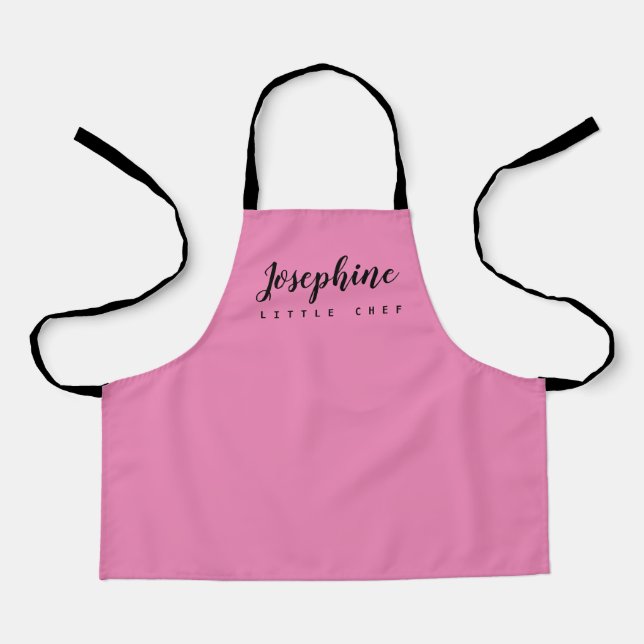Little Chef Script Girl Name Pink personalised Apron (Front)