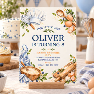 Little Chef Watercolor Baking Birthday Invitation