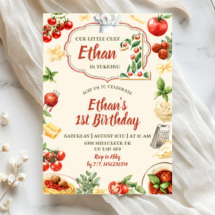 Little Cheff Is One Italian Pasta Birthday Invitation