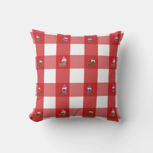 Little Chequered Reindeer Christmas Pattern Cushion