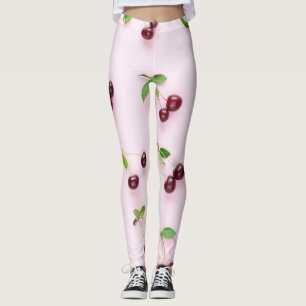 Little Cherry on Light Pink Background Leggings