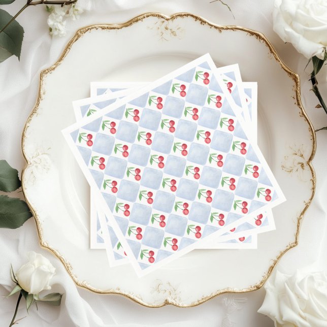 Little cherry on the way Blue Baby boy shower Napkin (Creator Uploaded)