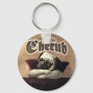 Little Cherub designs for Pug Lovers Key Ring