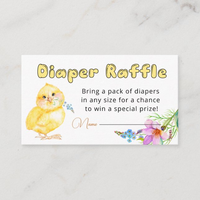 Little Chick Baby Shower Diaper Raffle Enclosure C Card (Front)