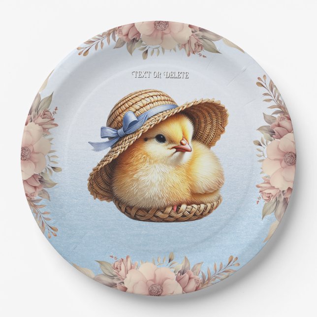 Little Chick Blue Ribbon Paper Plate (Front)