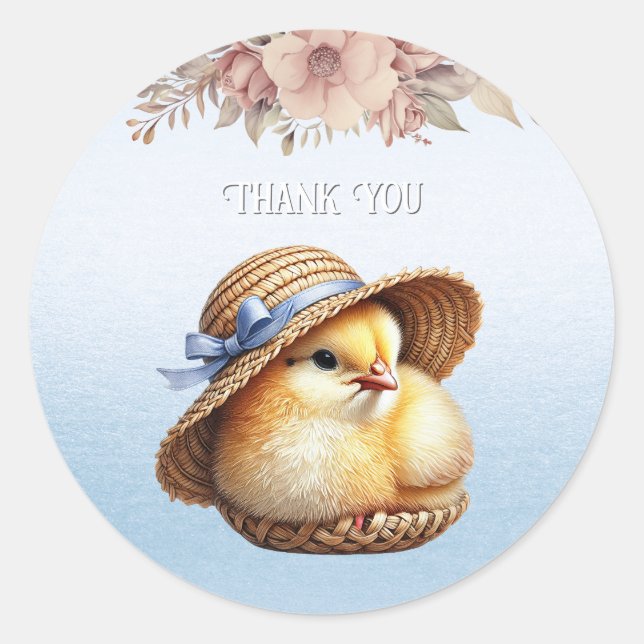 Little Chick Blue Ribbon Sticker (Front)