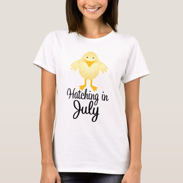 Little Chick Due In July Maternity Shirt (Front)