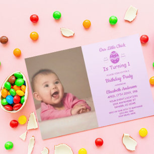 Little Chick Easter 1st Birthday Invitation