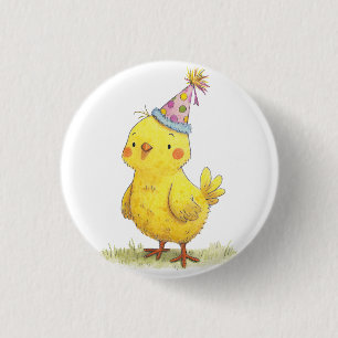 Little Chick Farm Birthday Chicken 3 Cm Round Badge