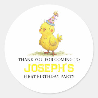 Little Chick Farm Birthday Chicken Classic Round Sticker