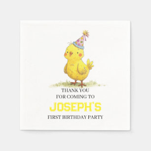 Little Chick Farm Birthday Chicken Napkin