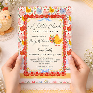 Little Chick Farm Chicken Girl Baby Shower Invitation