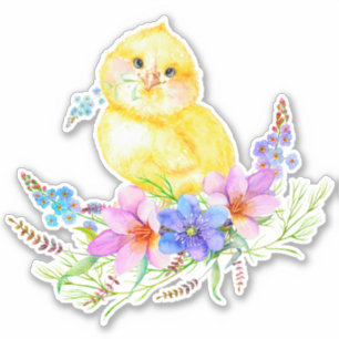 Little Chick Floral Sticker