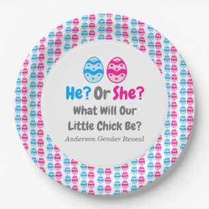 Little Chick Gender Reveal Paper Plate