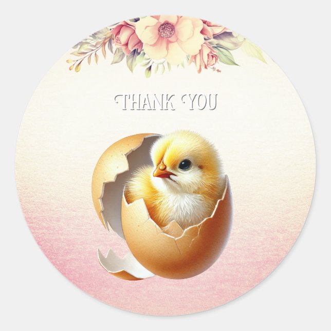 Little Chick Hatching Floral Sticker (Front)