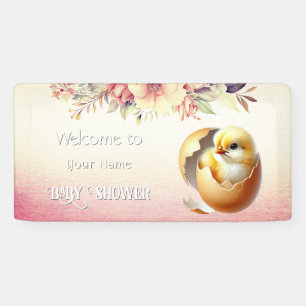 Little Chick Hatching Soon Baby Shower Banner