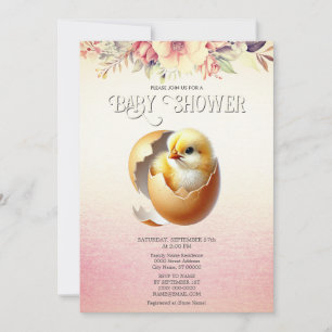Little Chick Hatching Soon Baby Shower Invitation