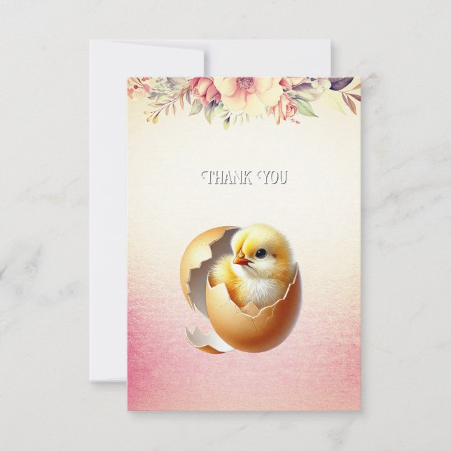 Little Chick Hatching Thank You Card (Front)