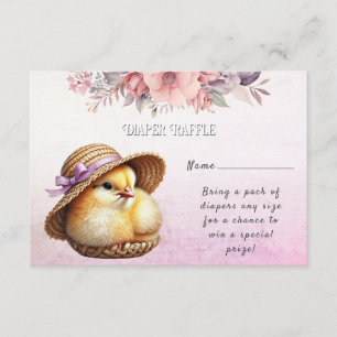 Little Chick Pink Ribbon Baby Shower Enclosure Card