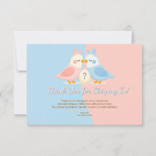 Little Chick Theme - Cockatiel Gender Reveal Thank You Card