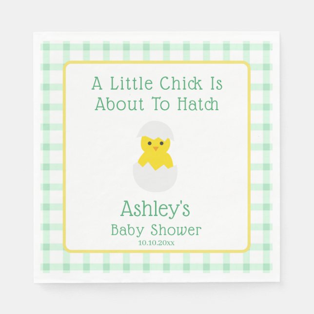 Little Chick To Hatch Gender Neutral Baby Shower Napkin (Front)