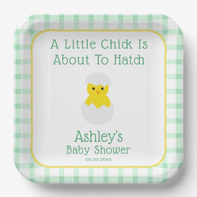 Little Chick To Hatch Gender Neutral Baby Shower Paper Plate (Front)