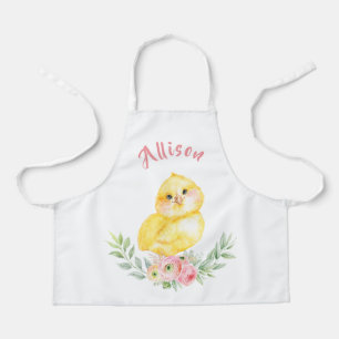 Little Chick with Flowers Kids Personalised  Apron