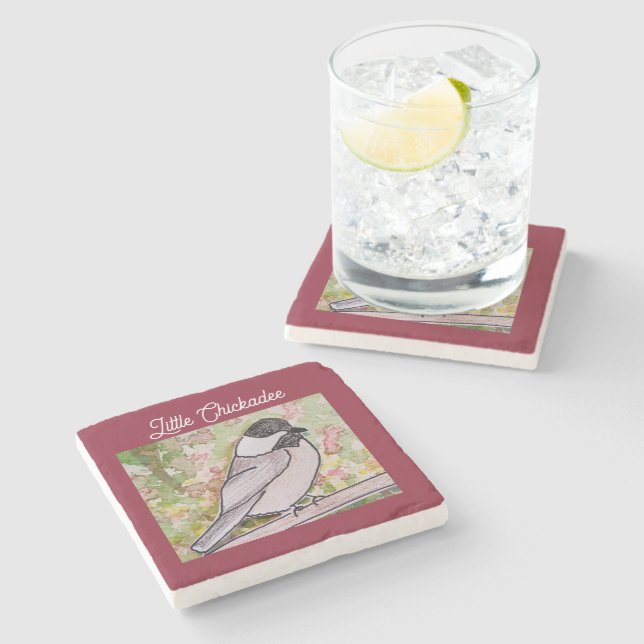 Little Chickadee  Stone Coaster (Side)