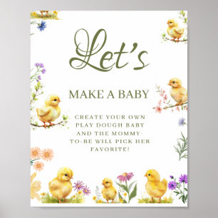 Little chicken make a Baby Baby Shower Game sign