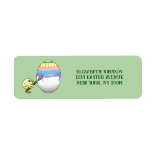 Little chicken paints a beautiful Easter egg Return Address Label