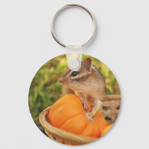Little Chipmunk with Pumpkin Key Ring