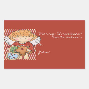 Little Christmas Angel Gift Tag Stickers - d6