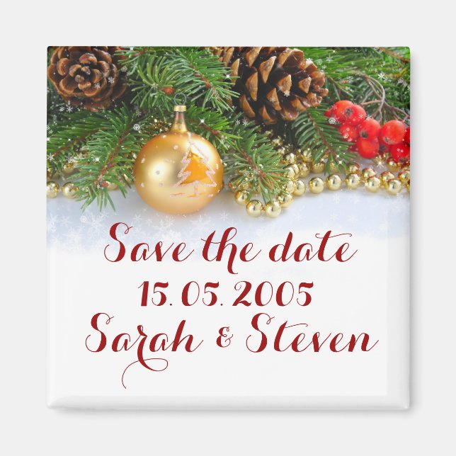 Little Christmas Balls Save the date Magnet (Front)