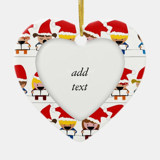 Little Christmas Carolers Ceramic Ornament (Front)