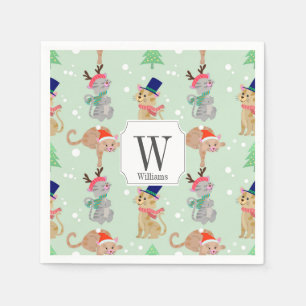 Little Christmas classy cats Design Napkin