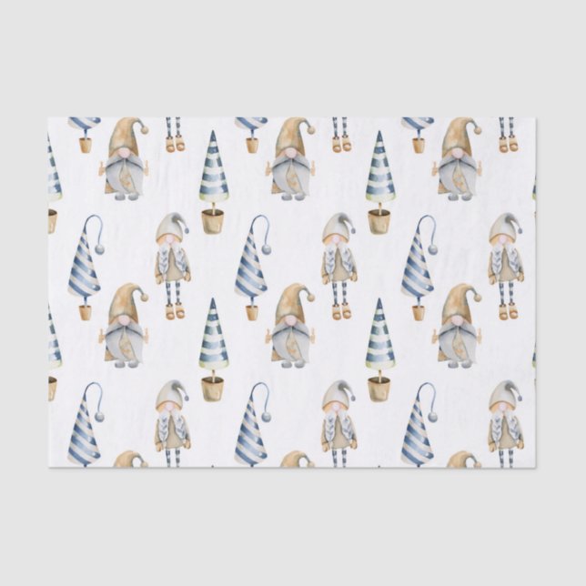 Little Christmas Festive Gnomes Tissue Paper (Front)