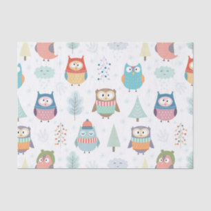Little Christmas Festive Owls Tissue Paper