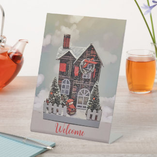 Little Christmas House Pedestal Sign
