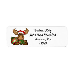 Little Christmas Moose Return Address Label