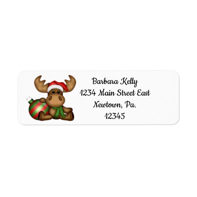 Little Christmas Moose Return Address Label (Front)