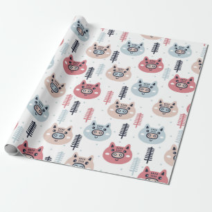 Little Christmas Piggies   Festive Themed Pigs Wrapping Paper