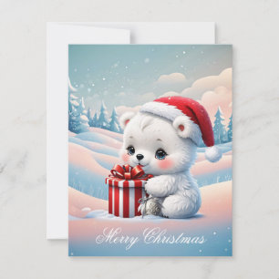 Little Christmas polar bear  Holiday Card