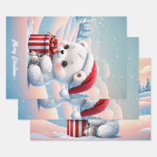 Little Christmas polar bear Wrapping Paper Sheet