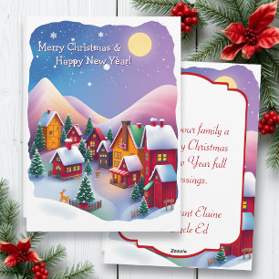 Little Christmas Town in the Mountains Personalize Holiday Card