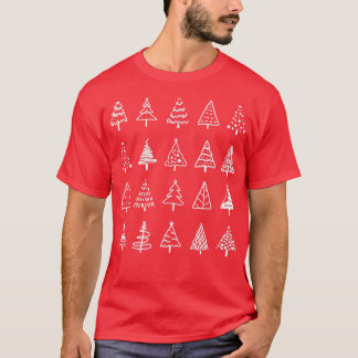 Little Christmas Tree Doodles Simple T-Shirt