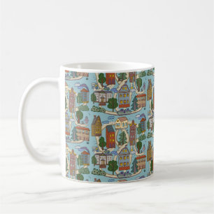 little city houses pattern coffee mug